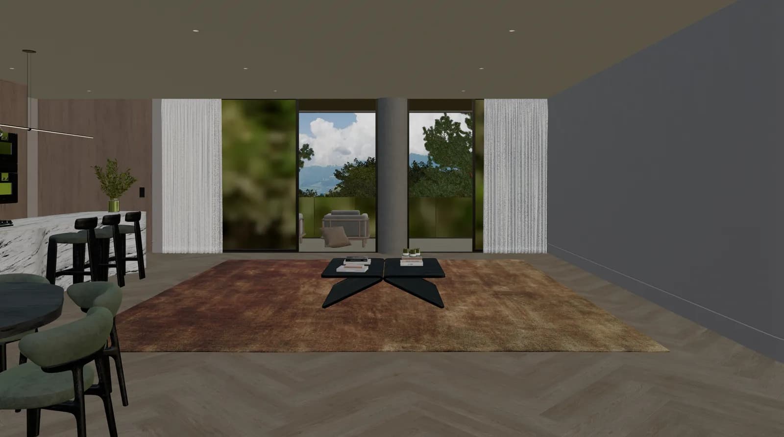 Screenshot of the living room 3D model, without the furniture